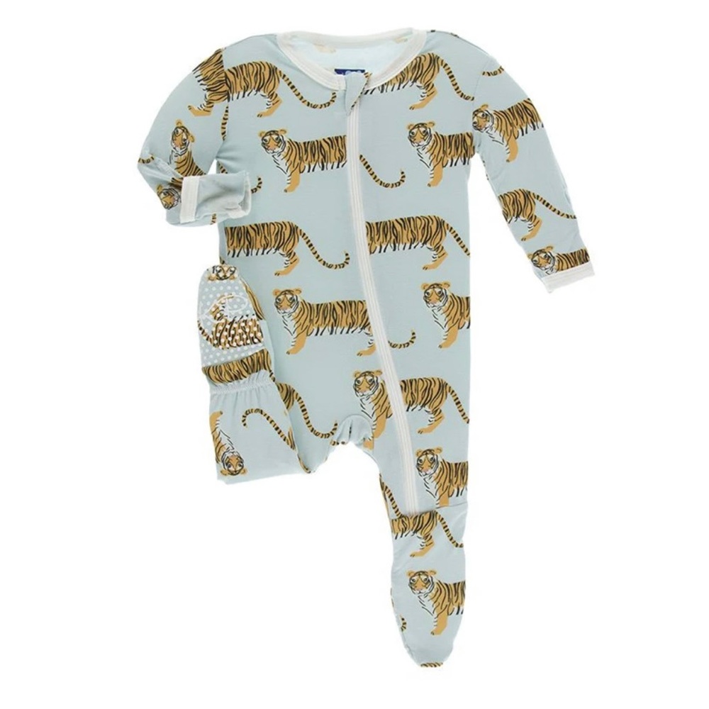 NEW Infant Zipper Footie Tiger Kickee Pants 0-3 Newborn